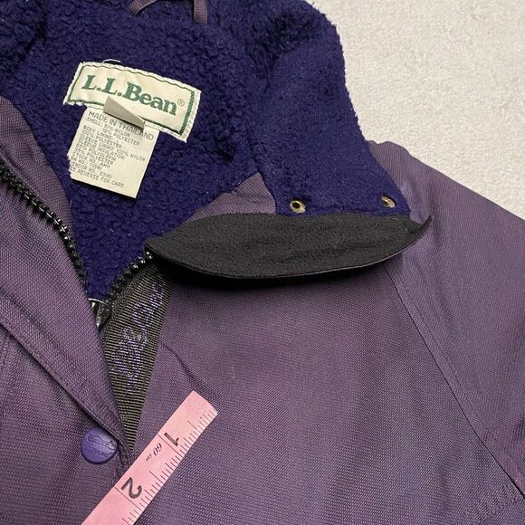 Vintage LL Bean Nylon Jacket Women's Small Purple Fleece Line Deep Pile Ski - Picture 9 of 12